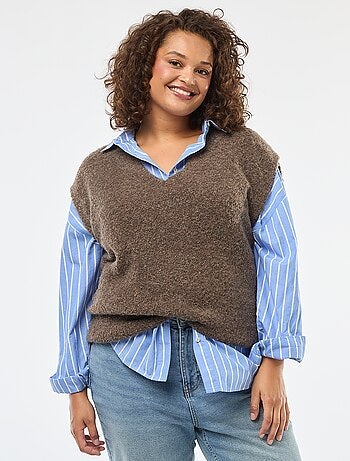 Pull sans manches en maille fine jauge