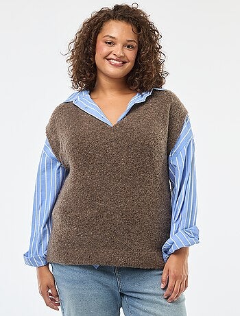 Pull sans manches en maille fine jauge