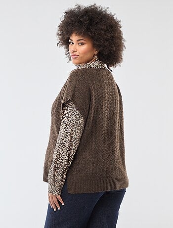 Pull sans manches en maille torsade grosse jauge