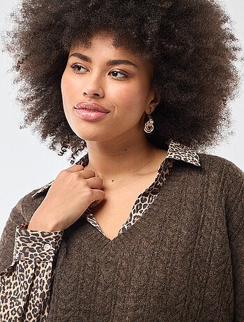 Pull sans manches en maille torsade grosse jauge