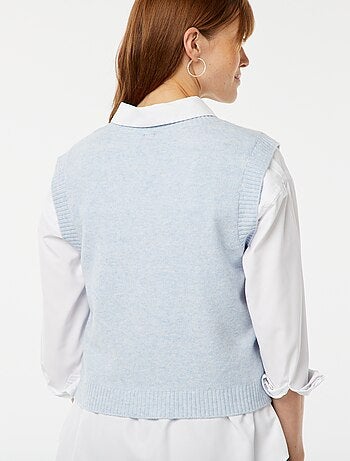 Pull sans manches en maille tricot