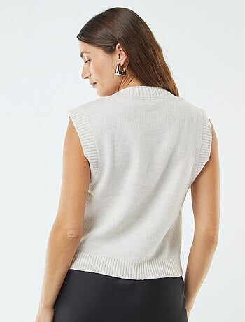 Pull sans manches en maille tricot