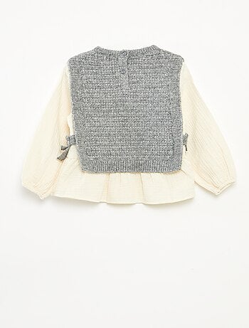 Pull sans manches et blouse 2 en 1