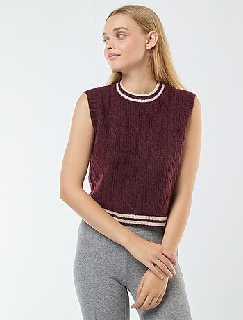 Pull sans manches torsadé