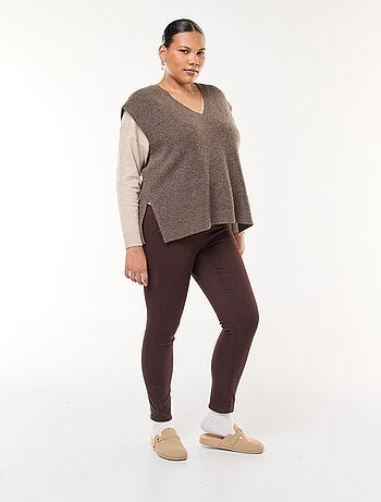 Pull sans manches uni en maille tricot