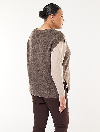 Pull sans manches uni en maille tricot