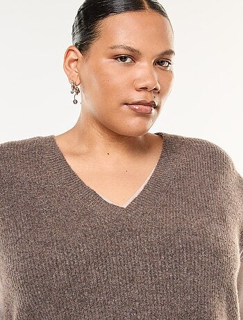 Pull sans manches uni en maille tricot
