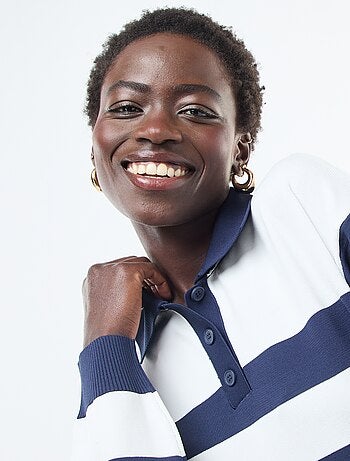 Pull style polo en maille stretch