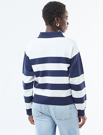 Pull style polo en maille stretch