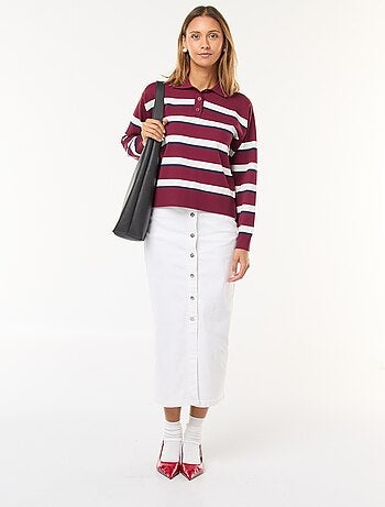 Pull style polo en maille stretch