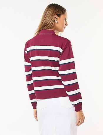 Pull style polo en maille stretch