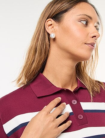 Pull style polo en maille stretch
