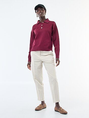 Pull style polo en maille stretch