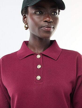 Pull style polo en maille stretch