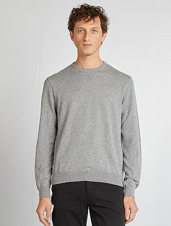 Pull uni à col rond