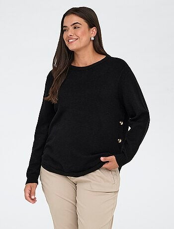 Pull uni boutonné