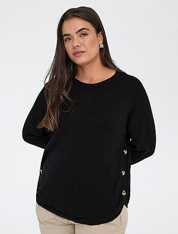 Pull uni boutonné