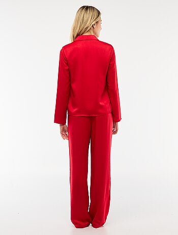 Pyjama 2 pièces effet satiné - chemise + pantalon