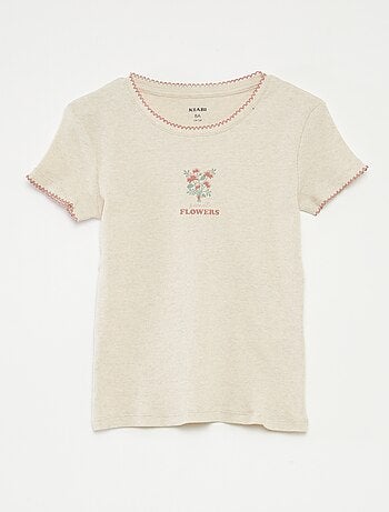 Pyjama 2 pièces en coton t-shirt côtelé + pantalon en popeline - 2 pièces