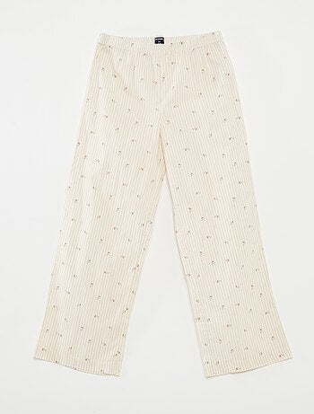 Pyjama 2 pièces en coton t-shirt côtelé + pantalon en popeline - 2 pièces