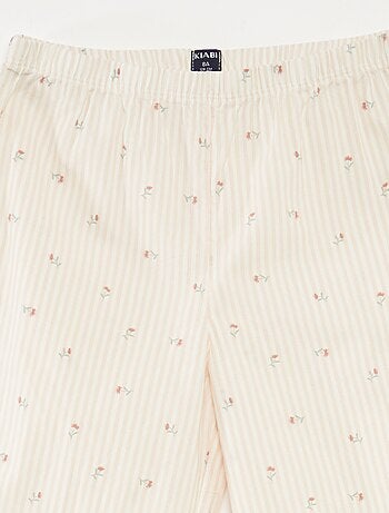 Pyjama 2 pièces en coton t-shirt côtelé + pantalon en popeline - 2 pièces