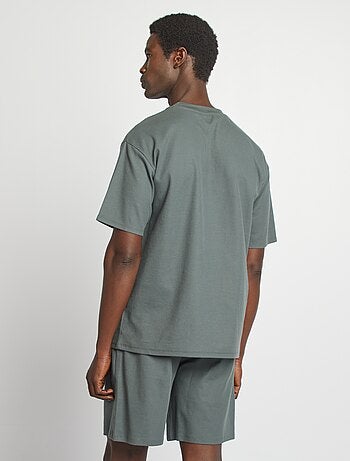 Pyjama court en maille gaufrée - 2 pièces