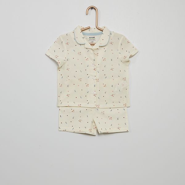 Pyjama Court Fleuri Bebe Fille Blanc Kiabi 4 00