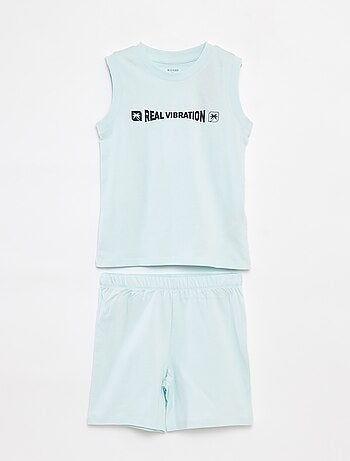 Pyjama court t-shirt sans manches + short - 2 pièces