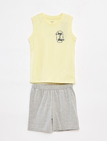 Pyjama court t-shirt sans manches + short - 2 pièces