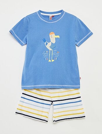 Pyjama court t-shirt + short avec rayures - 2 pièces