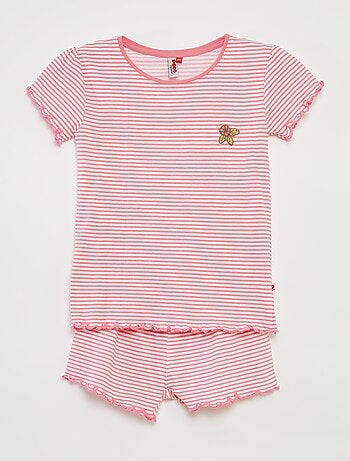 Pyjama court t-shirt + short avec rayures - 2 pièces