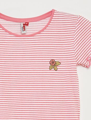 Pyjama court t-shirt + short avec rayures - 2 pièces