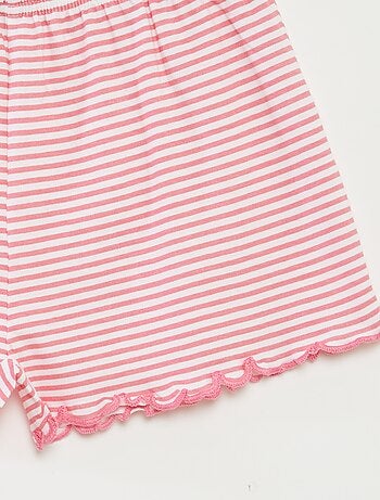 Pyjama court t-shirt + short avec rayures - 2 pièces