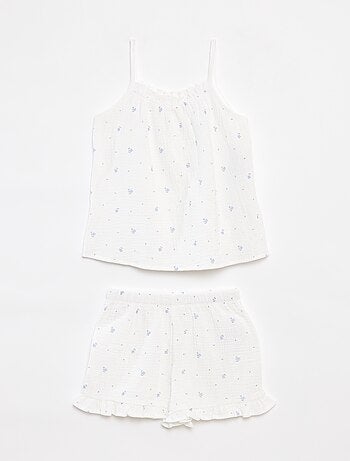Pyjama débardeur + short en gaze de coton - 2 pièces