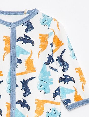 Pyjama dors bien en velours avec pieds et motif