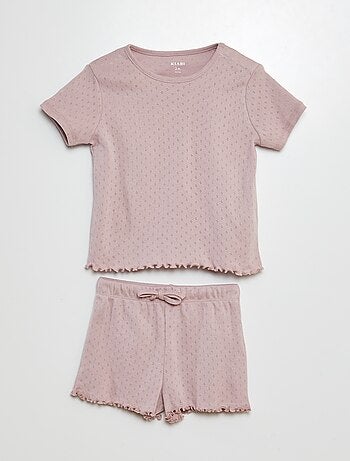 Pyjama en pointelle t-shirt + short - 2 pièces