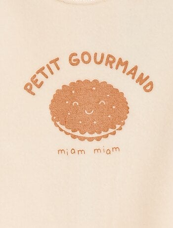 Pyjama en velours avec pieds et animation devant