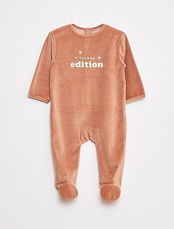 Pyjama en velours avec pieds et animation devant