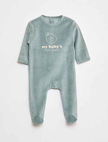 Pyjama en velours avec pieds et animation devant