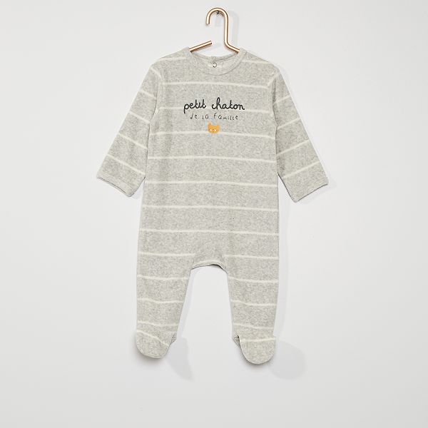Pyjama En Velours Bebe Fille Gris Kiabi 10 00 Pyjama En Velours Bebe Fille Gris Kiabi 10 00