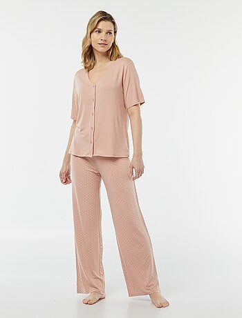 Pyjama long 2 pièces en maille extra-fluide