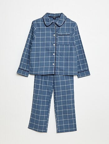 Pyjama long à carreaux chemise + pantalon - 2 pièces