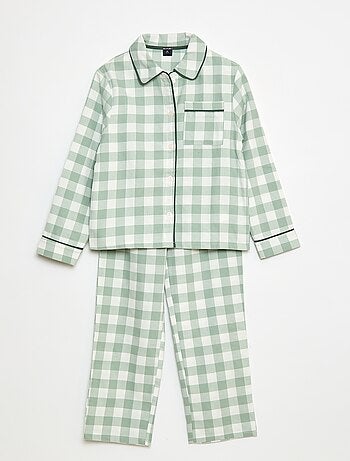 Pyjama long à carreaux chemise + pantalon - 2 pièces