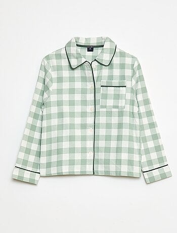 Pyjama long à carreaux chemise + pantalon - 2 pièces