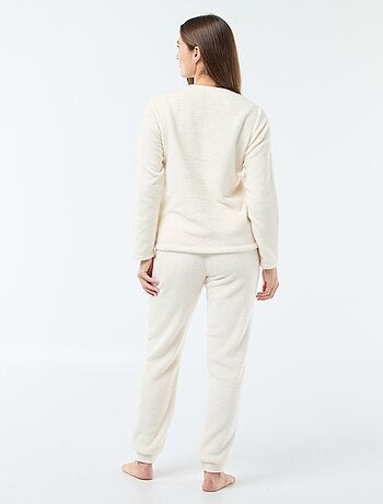 Pyjama long en maille doudou - 2 pièces