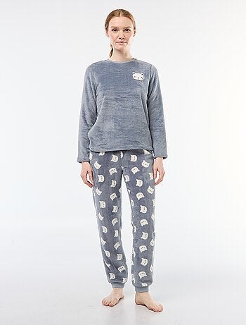 Pyjama long en maille doudou - 2 pièces