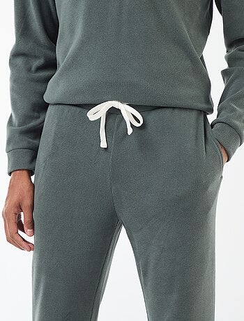 Pyjama long en matière gaufrée et douce - 2 pièces