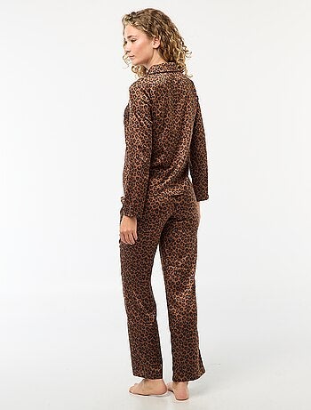 Pyjama long en motif léopard - 2 pièces