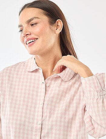 Pyjama long en popeline - 2 pièces