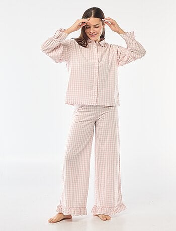 Pyjama long en popeline - 2 pièces